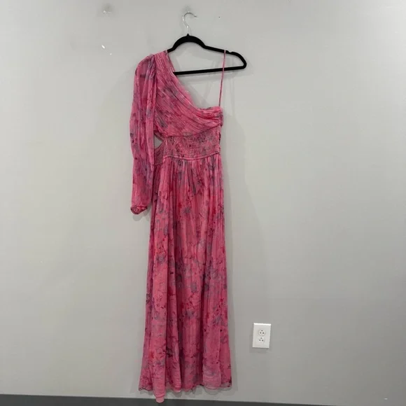 BHLDN Dress Iris One Shoulder Cutout in Pink Floral - Picture 3 of 9